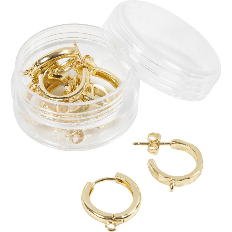 Creoler med &oslash;je, diam. 15 mm, tykkelse 3 mm, forgyldt, 2x2 par/ 1 pk.