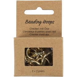 Creoler med &oslash;je, diam. 15 mm, tykkelse 3 mm, forgyldt, 2x2 par/ 1 pk.