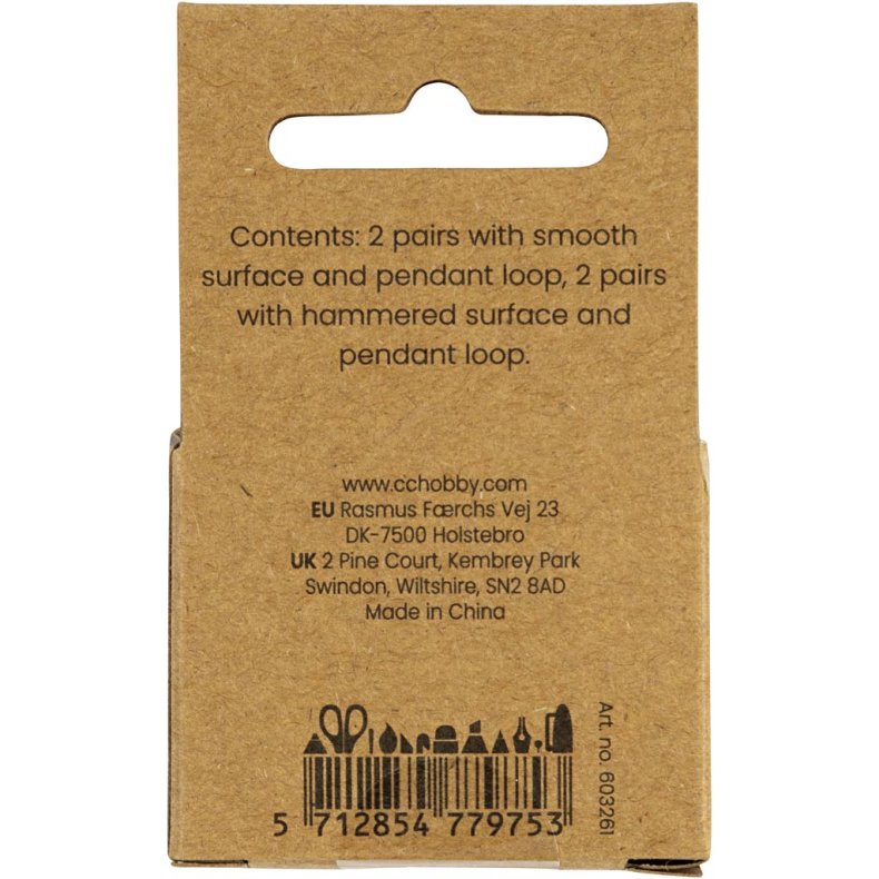 Creoler med &oslash;je, diam. 15 mm, tykkelse 3 mm, forgyldt, 2x2 par/ 1 pk.