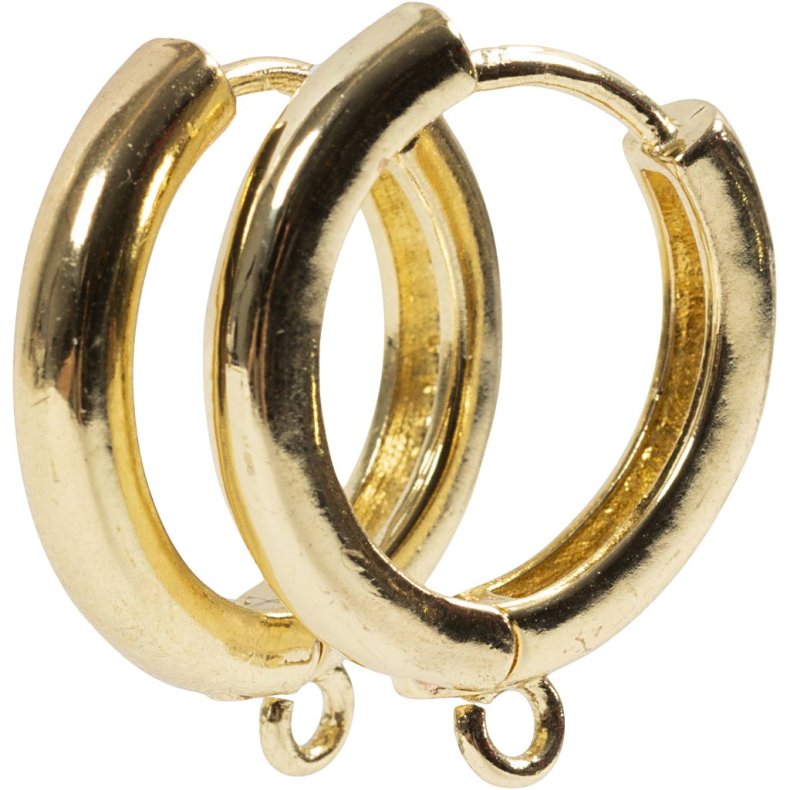 Creoler med &oslash;je, diam. 15 mm, tykkelse 3 mm, forgyldt, 2x2 par/ 1 pk.