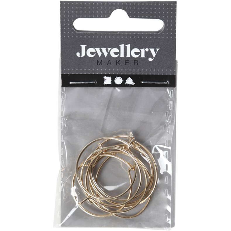 Creoler, diam. 20 mm, forgyldt, 8 stk./ 1 pk.