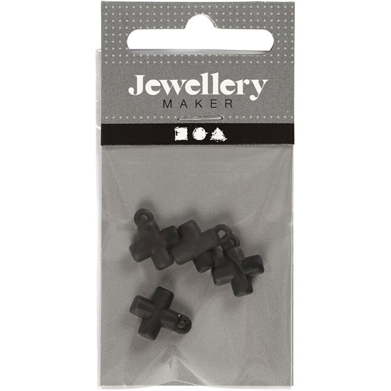 Kors, str. 10x10 mm, hulstr. 1,5 mm, sort, 4 stk./ 1 pk.