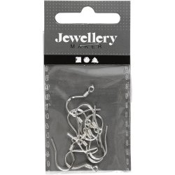 &Oslash;rekroge, L: 14 mm, s&oslash;lv, 10 stk./ 1 pk.