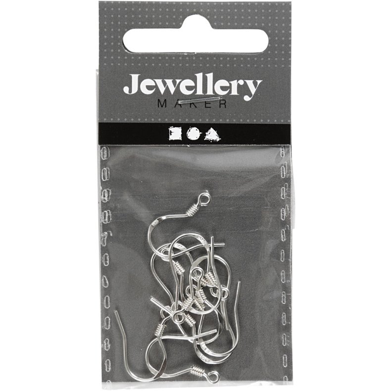 &Oslash;rekroge, L: 14 mm, s&oslash;lv, 10 stk./ 1 pk.