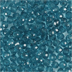 Facetperler, diam. 4 mm, hulstr. 1 mm, turkis, 45 stk./ 1 pk.