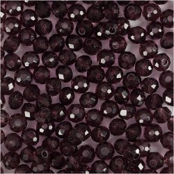 Facetperler, diam. 4 mm, hulstr. 1 mm, lilla, 45 stk./ 1 pk.
