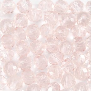 Glasperler, diam. 4 mm, hulstr. 1 mm, lys rosa, 45 stk./ 1 pk.