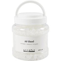 UV-perler , L: 6 mm, diam. 8 mm, hulstr. 4 mm, ca. 1800+ stk., ass. farver, 320 g, 700 ml/ 1 ds.