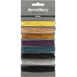 Bomuldssnor, tykkelse 1 mm, ass. farver, 8x5 m/ 1 pk.