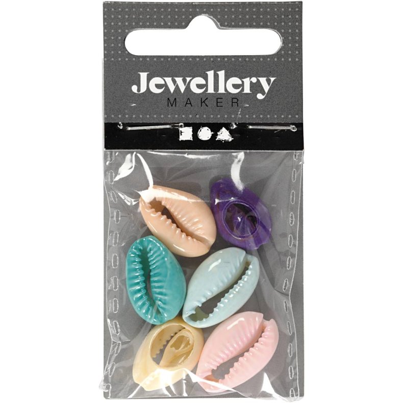 Muslingeskaller, L: 20 mm, ass. farver, 6 stk./ 1 pk.