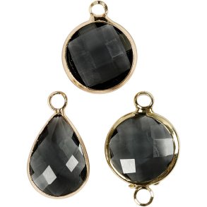 Smykkevedhæng, H: 15-20 mm, hulstr. 2 mm, grå, 1 pk.