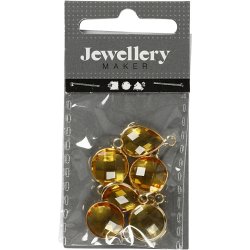 Smykkevedh&aelig;ng, H: 15-20 mm, hulstr. 2 mm, gul, 1 pk.