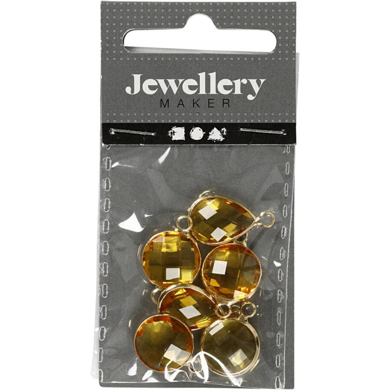 Smykkevedh&aelig;ng, H: 15-20 mm, hulstr. 2 mm, gul, 1 pk.