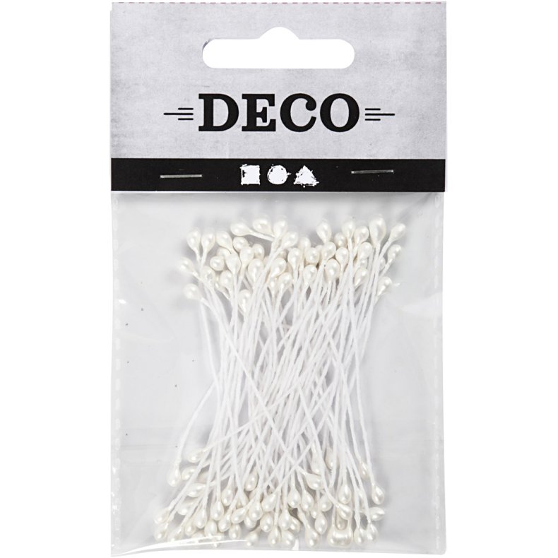 St&oslash;vdragere, L: 6,4 cm, diam. 2 mm, hvid perlemor, 100 stk./ 1 pk.