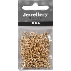 Ledperle, diam. 6 mm, hulstr. 2 mm, forgyldt, 100 stk./ 1 pk.