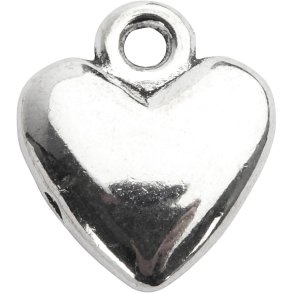 Hjertevedhæng, str. 13x15 mm, forsølvet, 10 stk./ 1 pk.
