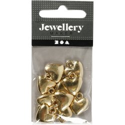 Hjertevedh&aelig;ng, str. 13x15 mm, forgyldt, 10 stk./ 1 pk.