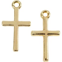 Kors vedh&aelig;ng, str. 10x18 mm, forgyldt, 20 stk./ 1 pk.