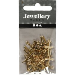 Kors vedh&aelig;ng, str. 10x18 mm, forgyldt, 20 stk./ 1 pk.