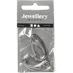 Karabinhage, L: 30 mm, B: 15 mm, fors&oslash;lvet, 2 stk./ 1 pk.