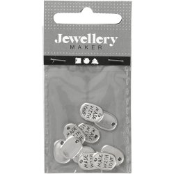 Smykkevedh&aelig;ng, L: 12 mm, B: 8 mm, hulstr. 1 mm, fors&oslash;lvet, 10 stk./ 1 pk.