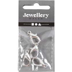 Karabinhage, L: 18 mm, fors&oslash;lvet, 4 stk./ 1 pk.