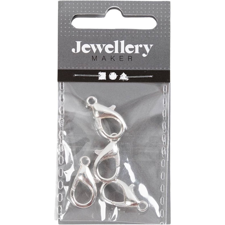 Karabinhage, L: 18 mm, fors&oslash;lvet, 4 stk./ 1 pk.