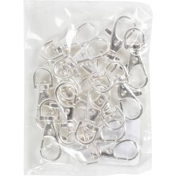 Karabinhage, H: 3,7 cm, diam. 37 mm, B: 1,4 cm, fors&oslash;lvet, 15 stk./ 1 pk.