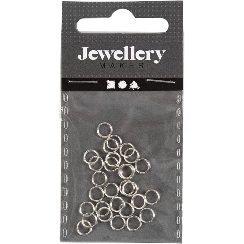 Splitring, diam. 5 mm, fors&oslash;lvet, 30 stk./ 1 pk.