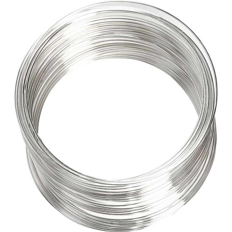 Memory wire, diam. 6 cm, tykkelse 0,8 mm, fors&oslash;lvet, 1 stk.