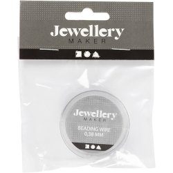 Smykkewire, tykkelse 0,38 mm, s&oslash;lv, 10 m/ 1 rl.