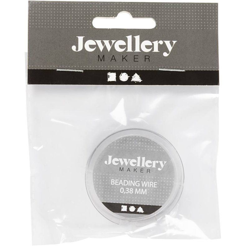 Smykkewire, tykkelse 0,38 mm, s&oslash;lv, 10 m/ 1 rl.