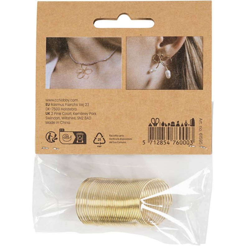 Smykketr&aring;d, tykkelse 1 mm, forgyldt, 2.50 m/ 1 pk.