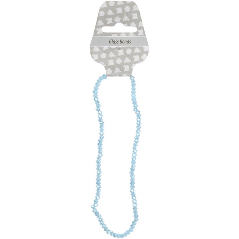 Facetperler, str. 3x4 mm, hulstr. 0,8 mm, havbl&aring;, 100 stk./ 1 pk.