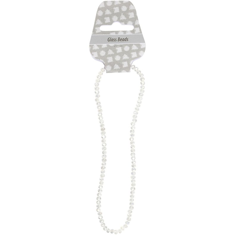 Facetperler, str. 3x4 mm, hulstr. 0,8 mm, krystal, 100 stk./ 1 pk.