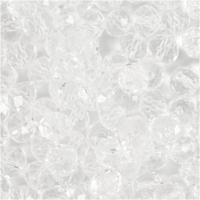 Facetperler, str. 5x6 mm, hulstr. 1 mm, krystal, 100 stk./ 1 pk.