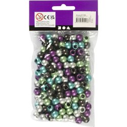 Kongoperler, diam. 10 mm, hulstr. 4 mm, ca. 145 stk., metallicfarver, 60 g, 125 ml/ 1 pk.