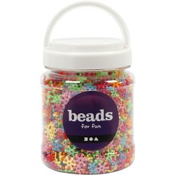Figurperler, diam. 7-13,5 mm, hulstr. 2 mm, ca. 4000 stk., ass. farver, 270 g, 700 ml/ 1 ds.