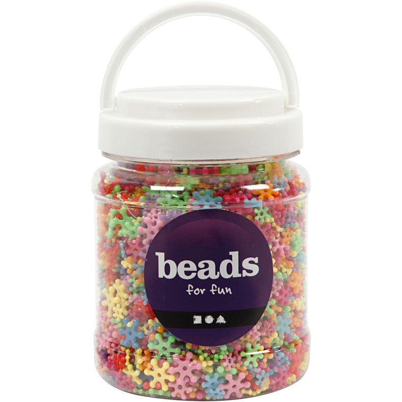 Figurperler, diam. 7-13,5 mm, hulstr. 2 mm, ca. 4000 stk., ass. farver, 270 g, 700 ml/ 1 ds.