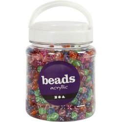 Terningeperler, str. 7x7 mm, hulstr. 1,5 mm, ca. 1070 stk., ass. farver, 510 g, 700 ml/ 1 ds.