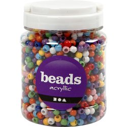 Kongoperler, diam. 8 mm, hulstr. 4 mm, ca. 2280 stk., ass. farver, 415 g, 700 ml/ 1 ds.