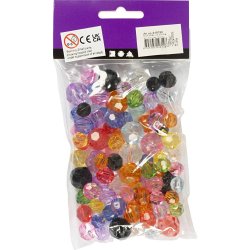 Facetperler, str. 10-12-16 mm, hulstr. 1-2,5 mm, ass. farver, 75 g, 100 stk./ 1 pk.