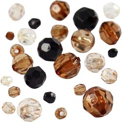 Facetperler, str. 4-12 mm, hulstr. 1-2,5 mm, ca. 170 stk., gylden, 50 g/ 1 pk.