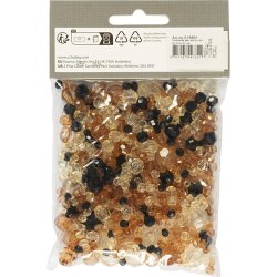 Facetperler, str. 4-12 mm, hulstr. 1-2,5 mm, ca. 170 stk., gylden, 50 g/ 1 pk.