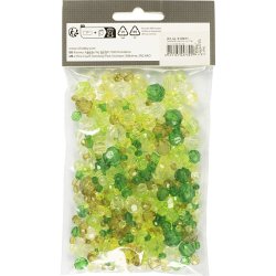 Facetperler, str. 4-12 mm, hulstr. 1-2,5 mm, ca. 170 stk., gr&oslash;n glitter, 45 g/ 1 pk.