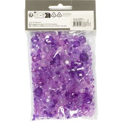 Facetperler, str. 4-12 mm, hulstr. 1-2,5 mm, ca. 170 stk., lilla, 45 g/ 1 pk.