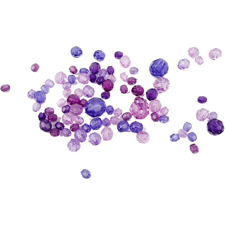 Facetperler, str. 4-12 mm, hulstr. 1-2,5 mm, ca. 860 stk., lilla, 250 g/ 1 pk.