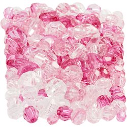 Facetperler, str. 4-12 mm, hulstr. 1-2,5 mm, ca. 860 stk., pink (081), 250 g/ 1 pk.