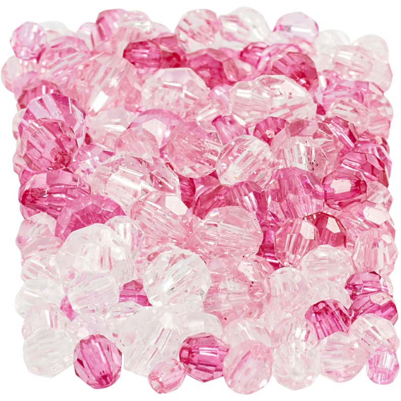 Facetperler, str. 4-12 mm, hulstr. 1-2,5 mm, pink (081), 250 g/ 1 pk.