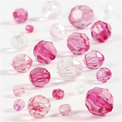 Facetperler, str. 4-12 mm, hulstr. 1-2,5 mm, ca. 860 stk., pink (081), 250 g/ 1 pk.